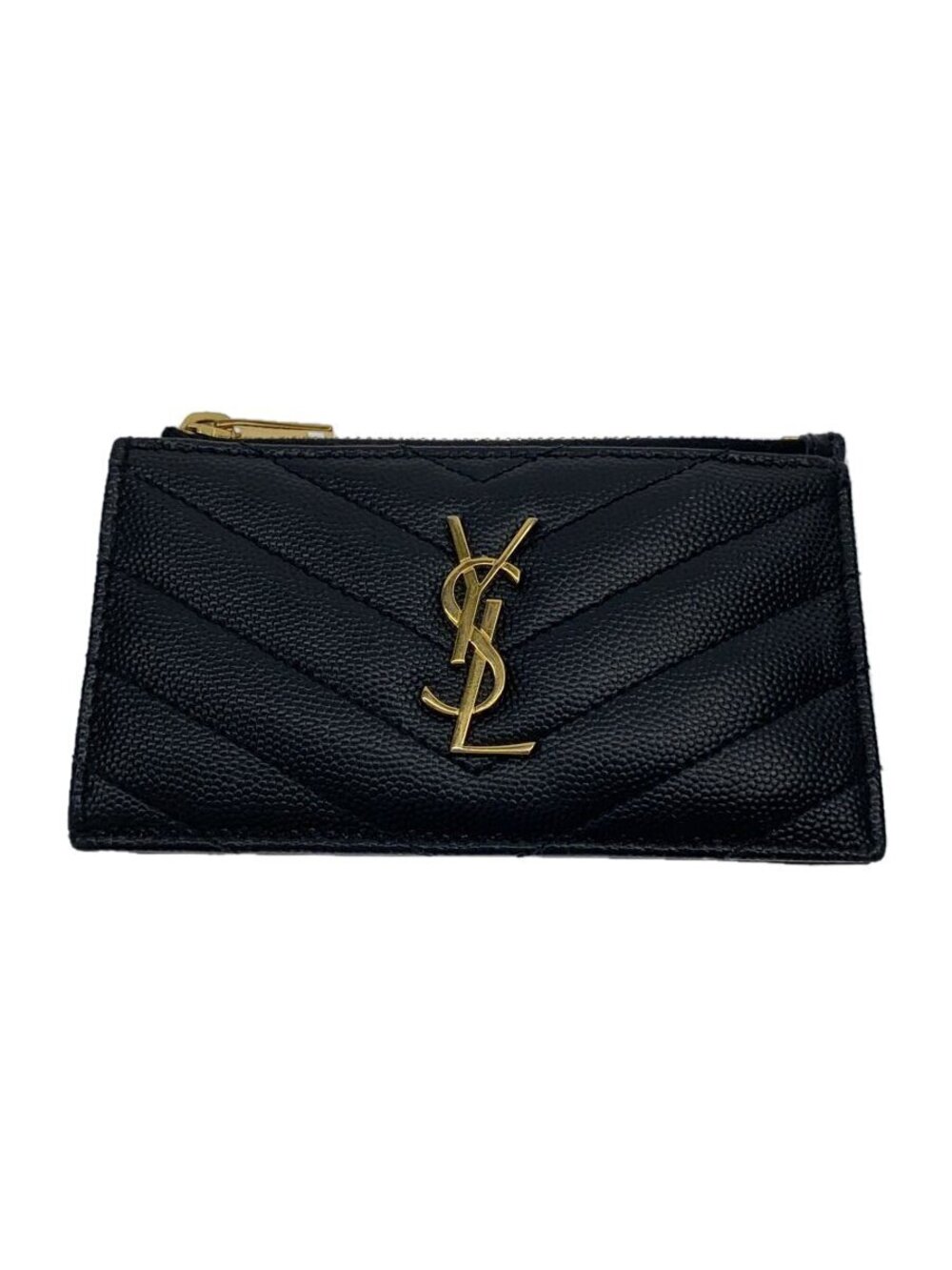 Saint Laurent Yves Monogram Fragment Card Case Wallet Leather Black